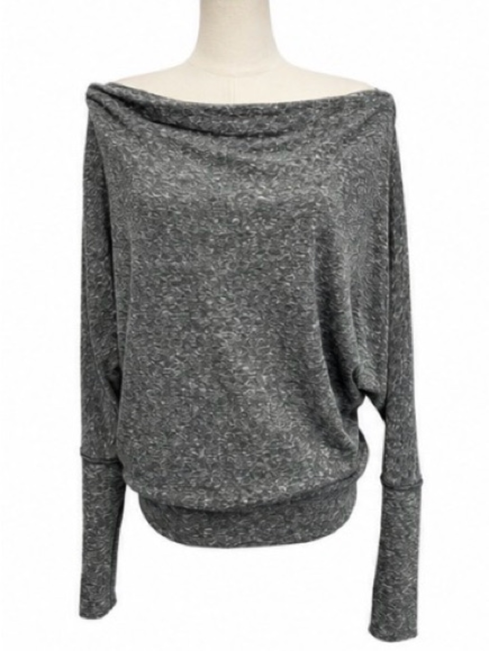 We The Free Gray Marled Off-Shoulder Dolman Top — Size Medium